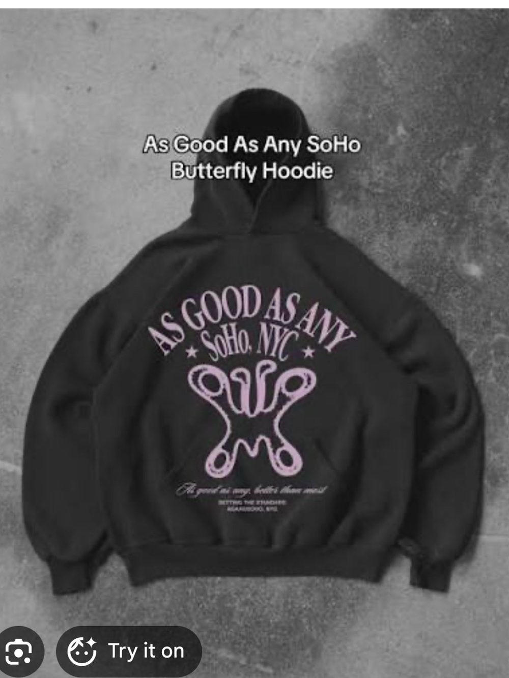 Rare viral tiktok as Good As Any Soho NYC Butterfly Hoodie - Black with Pink